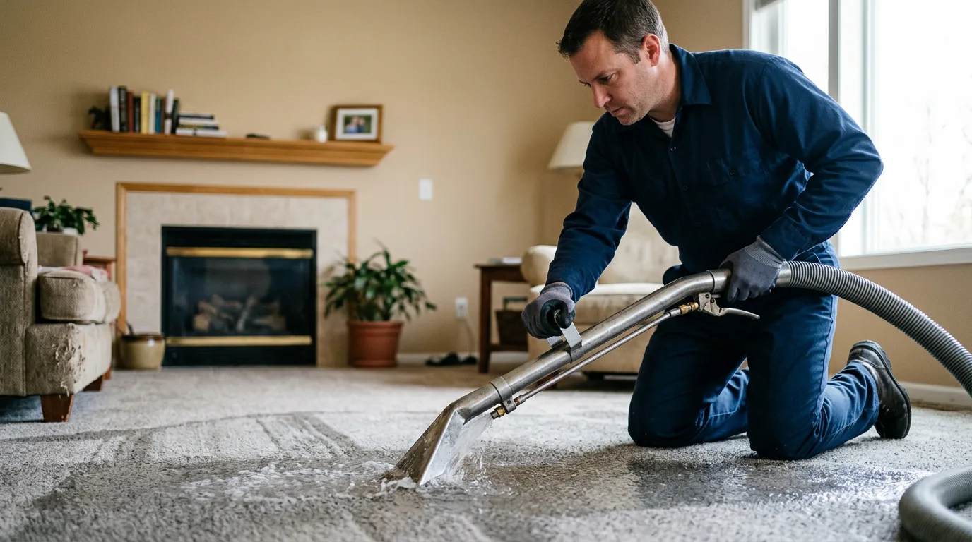 Water damage restoration technician working near Edgemont, AR